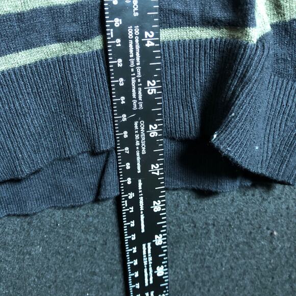 Express Womens Sweater Green Striped Long Sleeve Cozy Stretch Medium - Picture 9 of 12